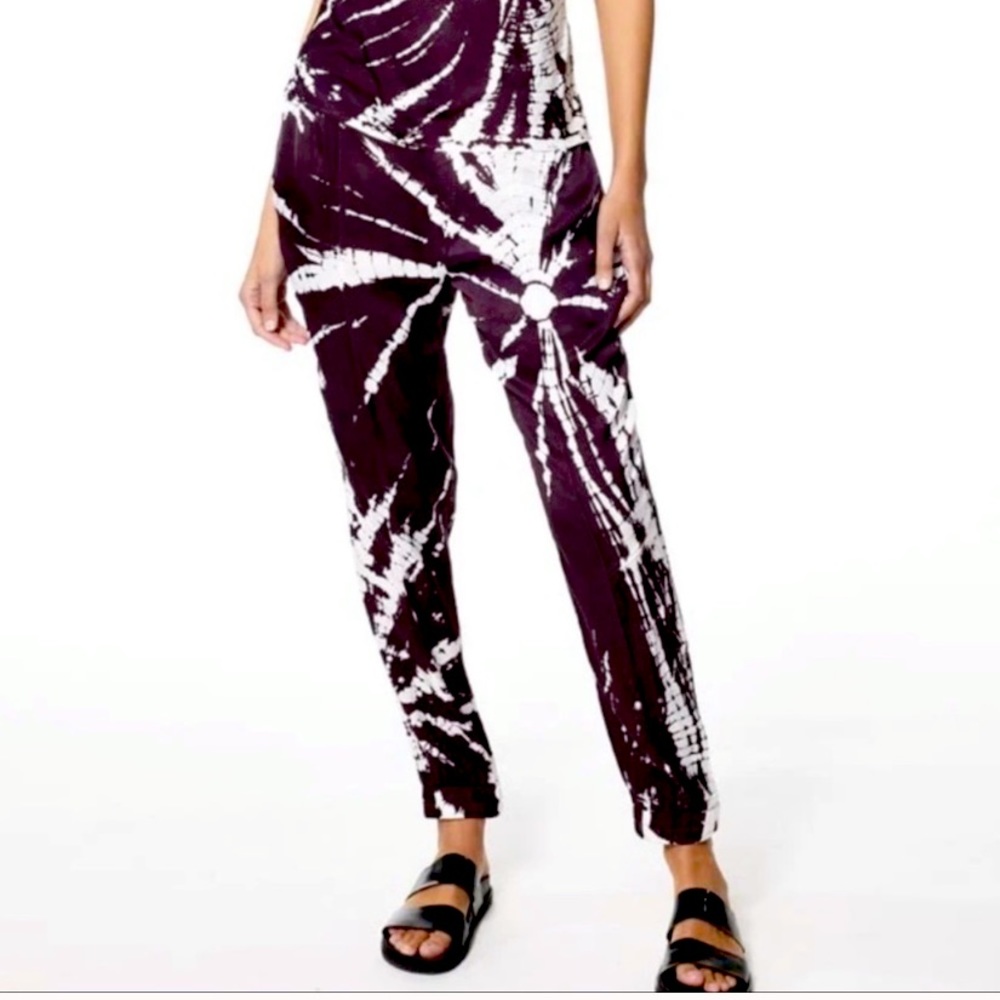 Young Fabulous & Broke jogger pants silky raisin starburst tie dye M NEW boho